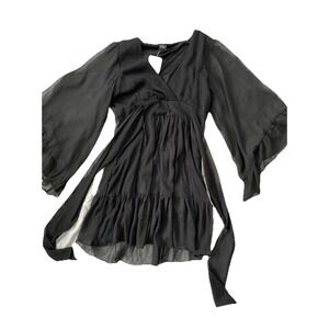 Myth Nyc Mini Dress Y2K Black Bell Sleeve Goth Fairy Grunge Whimsygoth Womens M